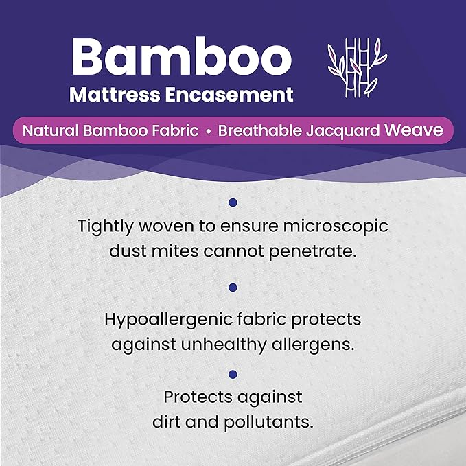 Twin Size Waterproof Viscose Made from Bamboo Mattress Encasement by Slumberfy - Premium Skin-Safe Mattress Protector with 360° EZ Zipper, Bed Bug, Zippered Encasement (39x75 in)