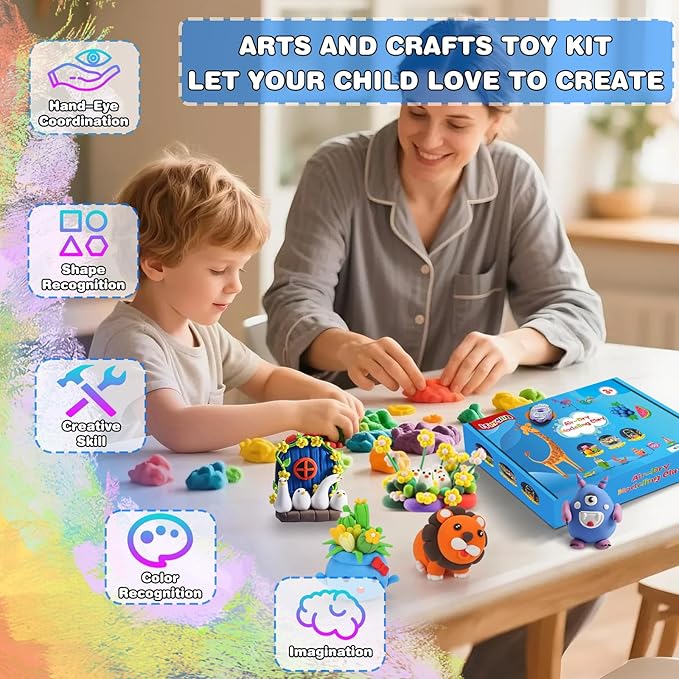 ifergoo Air Dry Clay for Kids - 102 Colors Molding Magic Clay Kit, Safe & Non-Toxic, Kids DIY Model Art & Crafts Toys with Sculpting Tools, Birthday & Christmas Gifts for Boys & Girls 3-12 Years Old