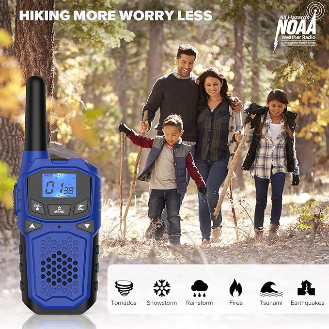 Walkie Talkies for Adults- WokTok Long Range 2 Way Radio, 3000MAH Rechargeable AA Batteries for Held Hiking Accessories Camping Gear Xmas Birthday, 2-in-1 Charging Cable,NOAA Weather Alert,4 Radios