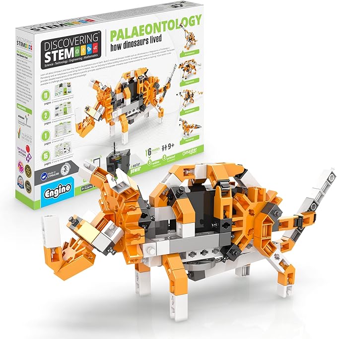Engino STEM Kit, Learning About Dinosaurs, Building Toys for Kids 9+, STEM Projects, Learning & Education Toys, Engineering Kit, Gifts for Boys & Girls (5 Motorized Models)
