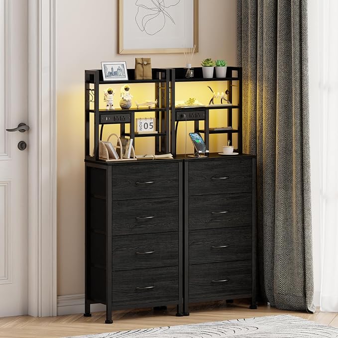 Furnulem Tall Nightstand, LED Night Stand - Image 2