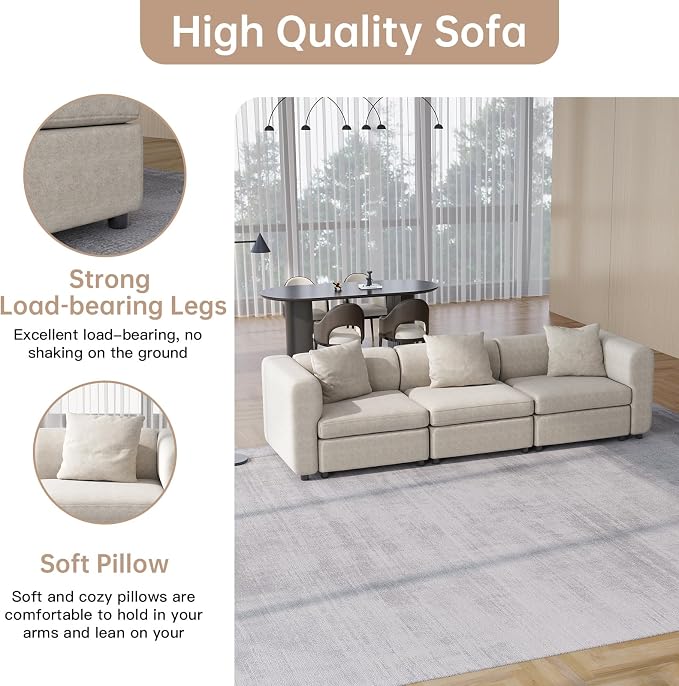 Guyii Modern 108.66" Long Oversized 3-Seat Velvet Convertible Sectional Sofa - Image 4