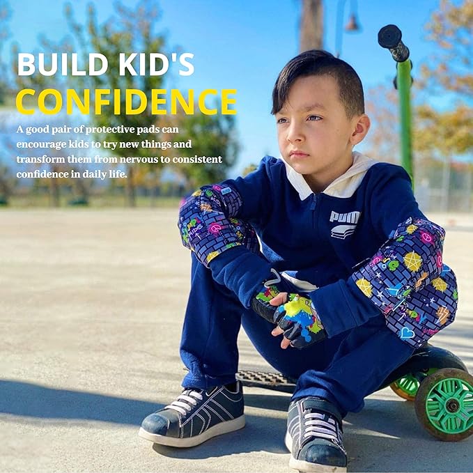 Soft-Style Kids Knee and Elbow Pads with Bike Gloves, Flexible Impact-Resistant Gear for Ages 2-11, Designed for Balance Bikes, Roller-Skating, and Skateboarding