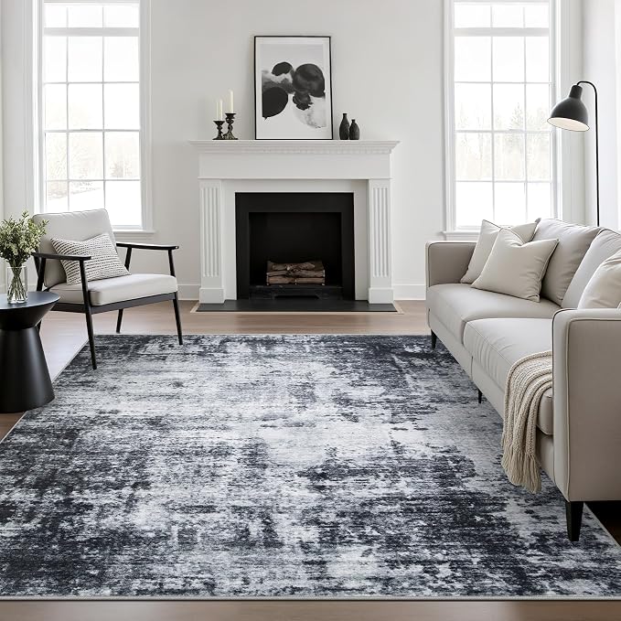 6x6 Area Rug Living Room Rug: Washable Modern Abstract Soft Thin Rug Indoor by FXRHLP