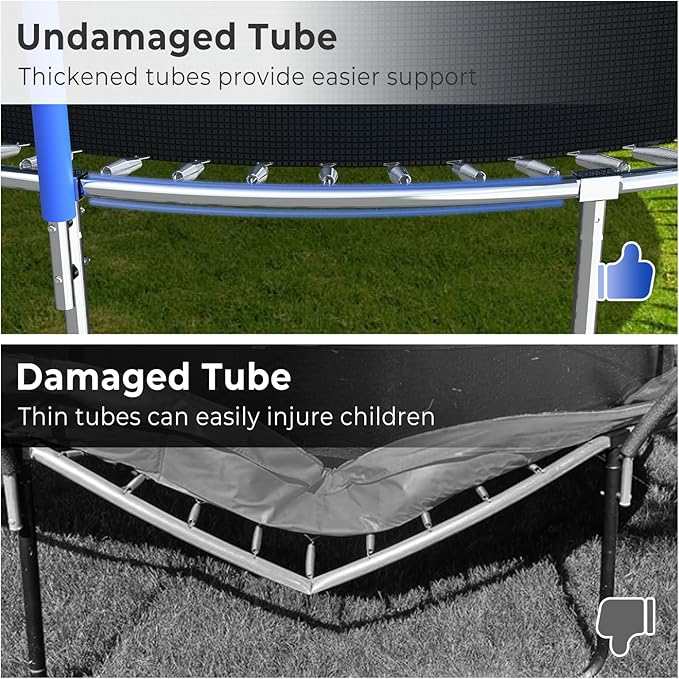 Upgraded 10/12/14/15/16FT Trampoline Outdoor, Large Kids Trampoline with Light, Stakes, Sprinkler, Backyard Trampoline with Basketball Hoop and Net, Capacity for 4-6 Kids and Adults