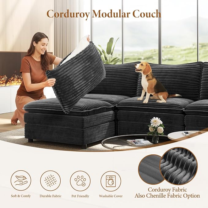 Vesgantti 108" Cloud Couch for Living Room, t6 Seats Deep Seat Sectional - Image 6