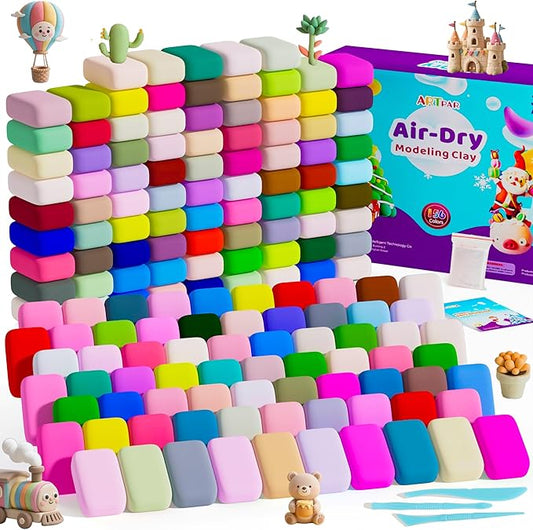 A‌RTPAR Air Dry Clay 156 Colors,Modeling Magic Clay for Kids Bulk Kit, Soft & Non Sticky,Non-Toxic Art and Crafts Supplies for Classroom Projects, Creative Toys Family Party Games for Boys & Girls
