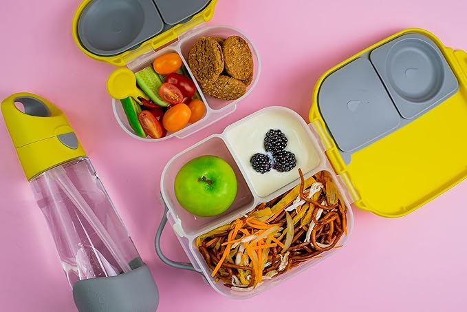 b.box Snack Containers for Kids, Toddler Snack Box Container, Reusable Small Bento Box for Lunch, School & Travel, Leak Proof, BPA free, Dishwasher Safe, Ages 4 months+ (Lemon Sherbet, 12oz capacity)
