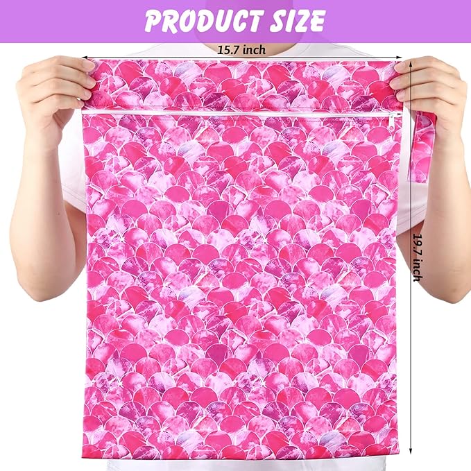 Shappy 2 Pcs Large Travel Laundry Bag Washable Waterproof Wet Dry Large Dirty Clothes Bag Bathing Workout(Mermaid Style)