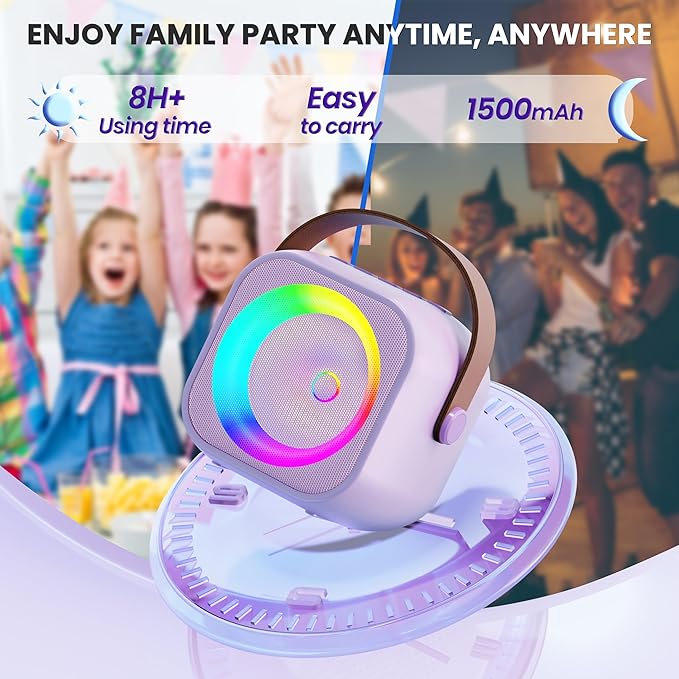 Karaoke Machine for Kids Toys for 4-12+ Year Old, Mini Portable Bluetooth Speaker with 2 Wireless Microphones, Birthday Party for Girls Boys