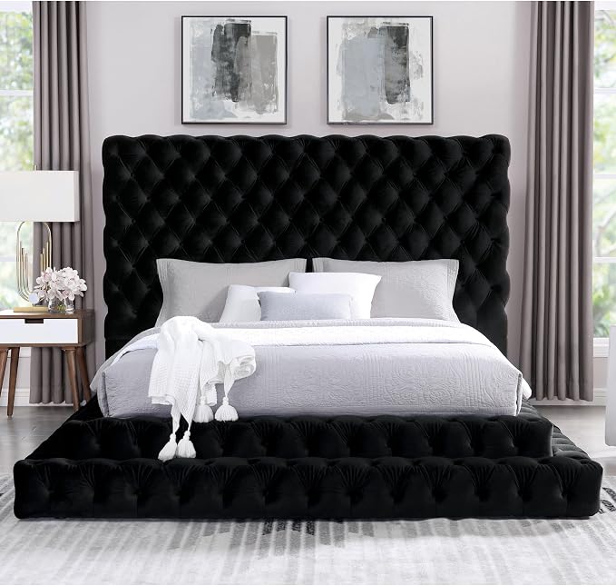 Furniture of America Sable Fabric Upholstered Step Up Queen-Size Platform Bed - Image 2