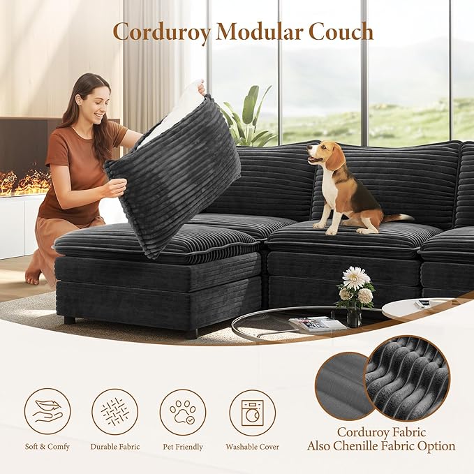 Vesgantti 142" Oversized Sectional Sofa Bed, 8-Seater Modular Sleeper Cloud - Image 6