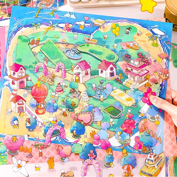 DIY 3D Sticker Scene，Romantic Island Wedding Jumbo-Large, Reusable Sticker, Cute Sets for Free Combination, Waterproof for Anywhere, Crafts Party Favors Birthday GIF