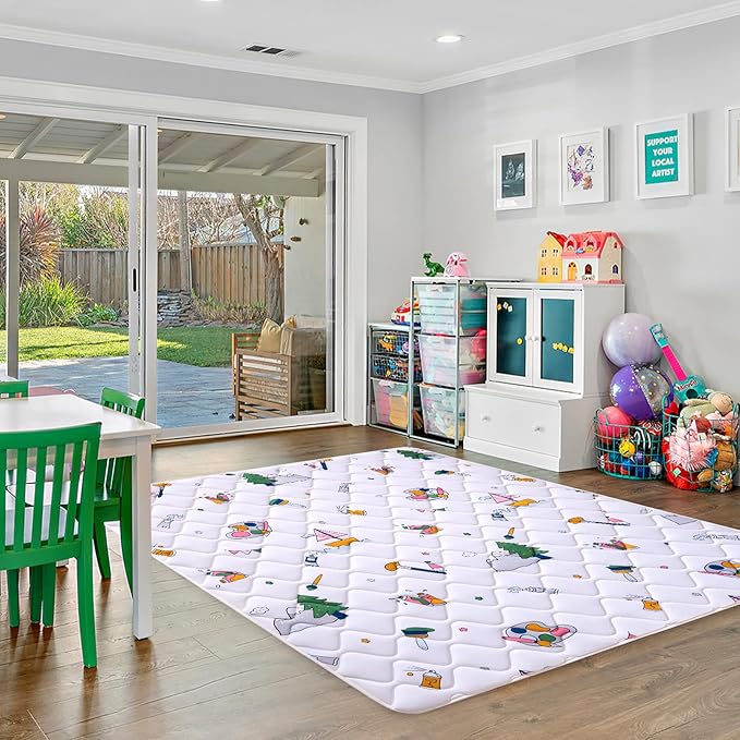 Baby Play Mat - 79" X 63",Premium Thicker Foam One-Piece Crawling Mat, Machine Washable, Extra Large Anti-Slip Activity Playmat for Babies, Toddlers & Infants