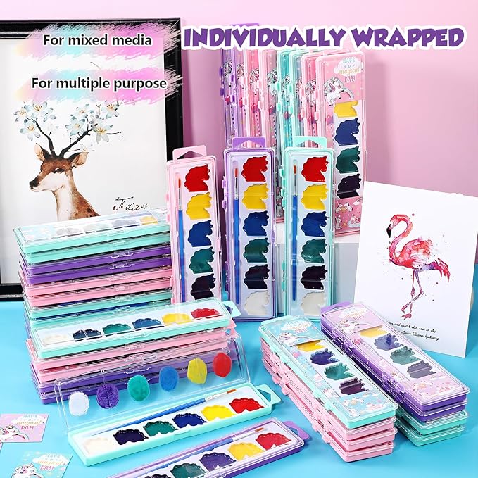 36 Pcs Unicorn Style Watercolor Painting Set 8 Washable Colors With Brush Watercolor Painting Set Gift Party Supplies Back To School Party Gift Exchange