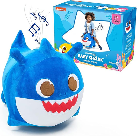 JITTERYGIT Baby Shark Bouncy Animal Plush - Daddy Shark Official Nickelodeon Music & Sing Toy - Christmas & Birthday Gifts for Kids & Toddlers (Boys & Girls) Ages 2-4 Years Old (Blue)