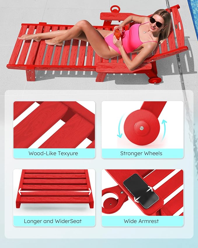 Patio Chaise Lounge Chair Set of 4, Oversize Lounge Chairs - Image 5