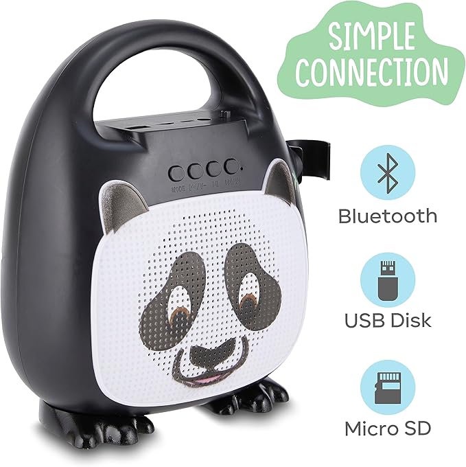 Singimals Kids Karaoke Speaker with Microphone - Unleash Your Child's Inner Superstar, Bluetooth v5.1, 12H Playtime, 5W Speaker, Multicolor LED Lighting, Bam Bam The Panda