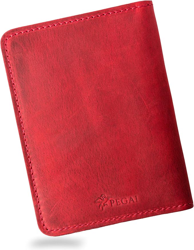 PEGAI Personalized Leather, Passport Holder For Travel | Handmade Passport Wallet Cover Case | Travel Document Holder, Passport Cover for Men, Women, and Family | Pike (Rose)
