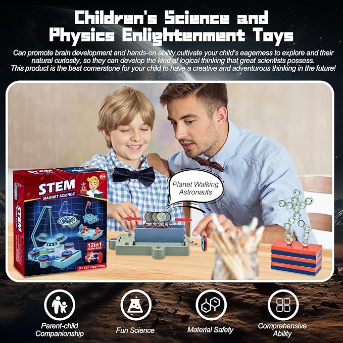 Magnetic Science Kit,Anti Gravity Magnetic Levitation Kit,12 in 1 Magnetic Science Magnetic Toys for Kids Ages 8-12 Magnets for Science Magnetic Physics Toys Educational Gift for Kids