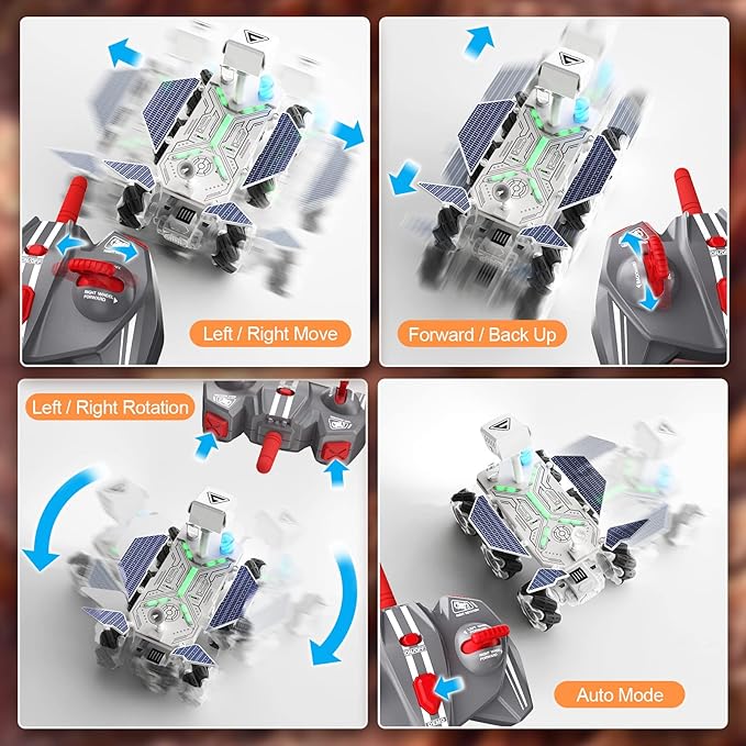 Mars Rover Remote Control Car for Boys 4-7, Space Explorers Toys RC Cars for Boys Age 8-12, Moon Rover with 2.4Ghz Remote Control, Astronaut Model, 6 Laterally Movable Wheels, Rechargeable