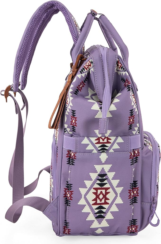 Wrangler Aztec Backpack Organized Daypack Travel Baby Bag with Stroller Strap and Side Bottle Pockets WG2204-9110LV