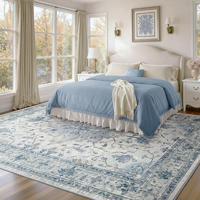 RELEANY Area Rugs 8'x10' Washable Non-Slip, Floral Vintage Distress Print - Image 4