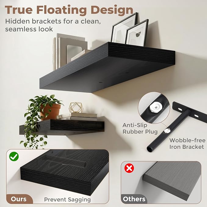 12 inch Deep Floating Shelves for Wall, 72 inch Wide Engineered Wood Wall - Image 4