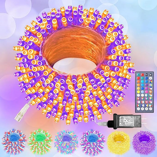 Obrecis Color Changing String Lights, 66FT 200 LED 34 Colors Colorful Christmas Lights Multicolor Plug in Waterproof Twinkle Lights Halloween String Lights Connectable for Indoor Outdoor Party Decor