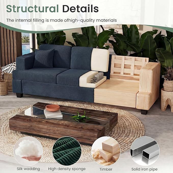 YOUDENOVA Sofa Couch, 3 Piece Set Comfy Sofa, 2 Loveseat & 3 Seater Sofa - Image 7