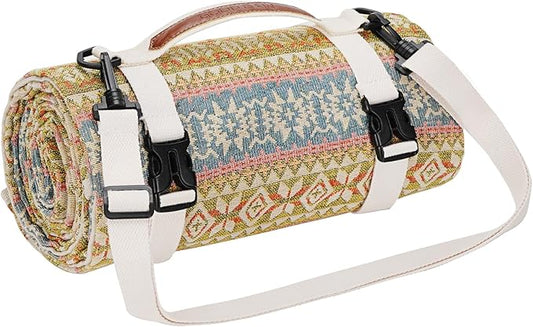 Picnic Blankets Outdoor Extra Large-Waterproof Picnic Blanket with Shoulder Carry Strap | Machine Washable Picnic Mat with Sandproof Backing for Park , Grass, Camping, Hiking, Concerts (Yellow)