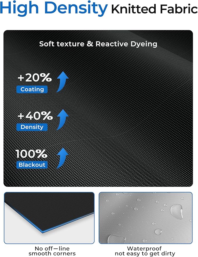 Sumobaby Blackout Curtains for Bedroom Portable 72”x59”Black Out Window Cover with Heat-Resistant Hook&Loop Tape,100% Blackout Shades,NoDrill Blinds for Windows DIY Cut Fit for Nursery&Dorm Room,Black