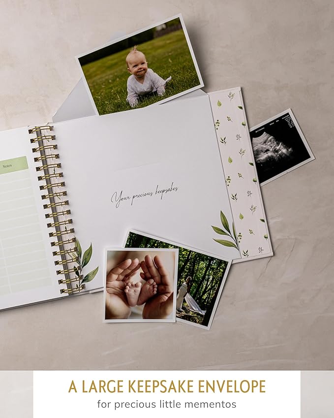 Baby's First 5 Year Book for Girl or Boy - Gender Neutral Green Meadow Nature Keepsake Memory Journal - Newborn Photo Album Milestone Scrapbook - Baby Registry and Gender Reveal Gift for Parents to Be