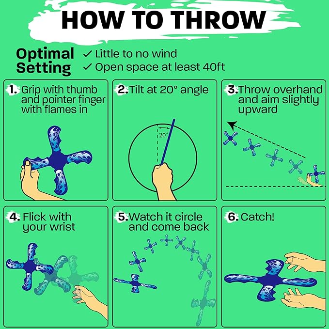 Boomerang Cool Toys For Ages 8-13 - Best 6 Year Old Boy Birthday Gift Soft Kid Toys For Boys & Girls to Play Indoors or Outdoors - Gift for Kids 6 7 8 9 10 11 12 & Up 7 Year Old Birthday Party Favor