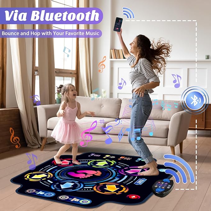 Dance Mat, Kids Electronic Dance Pad with Wireless Bluetooth 5 Speeds 9 Levels, Music Toys Birthday & Xmas Gifts for Girls Boys 3 4 5 6 7 8 9 10+ Year Old