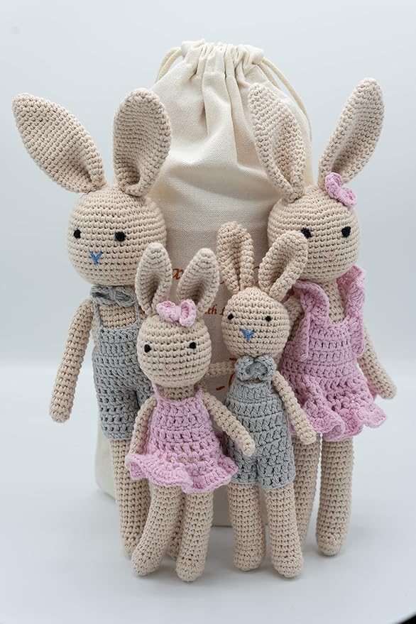 Bunny Family Mom, Handmade Crochet Plushie Doll, Amigurumi, Baby/Toddler Doll