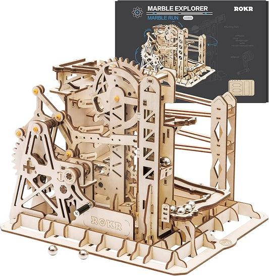 ROKR 3D Wooden Puzzles for Adults-Marble Run Model Building Kit-Wood Model Kit (LG503★Lift Coaster)