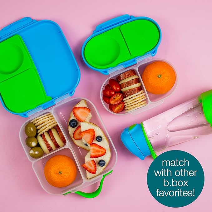 b.box Snackbox | Mini Bento Lunch Box with 2 Leakproof Compartments | Ideal for Toddlers, Kids Lunch & Snacks | Fits Whole Piece of Fruit | BPA Free - Ocean Breeze