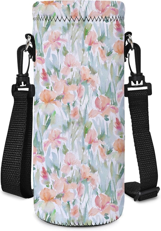 Neoprene Water Bottle Carrier Bag with Adjustable Shoulder Strap for Men Women Walking Hiking,Portable Insulated Holder Case for Stainless Steel/Glass/Plastic Bottles