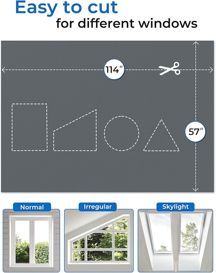 Sumobaby Blackout Curtains 114"x57" Portable No Drill Blinds for Windows with Heat-Resistant Magic Tapes,100% Black Out Window Cover,Window Shades Easy to Cut Fit for Bedroom,Dorm Room,Nursery(Gray)