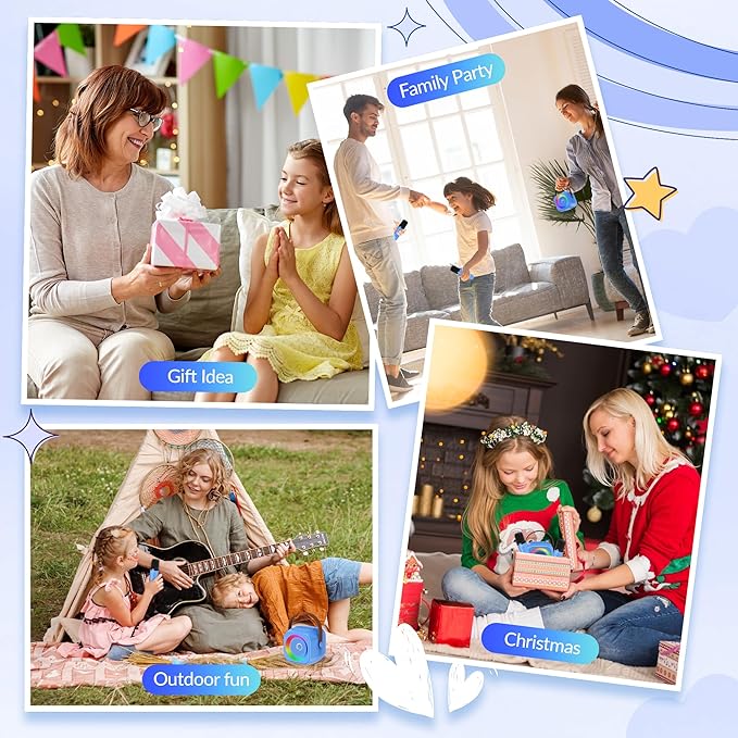 Mini Karaoke Machine for Kids Adults: Portable Bluetooth Karaoke Speaker with 2 Wireless Microphones, Karaoke Gifts for Girls Boys Ages 4-12+ Years Old Christmas Birthday Home Party(Navy Blue)