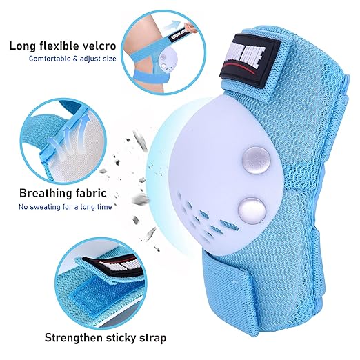 Youth/Kids Knee Pads Elbow Pads Wrist Guards Protective Gear Set for 3-15 Years Child Roller Skates, Skateboard, Cycling, Inline Skating, BMX Bike, Balance Bike, Scooter Riding and Other Outdoor Sports