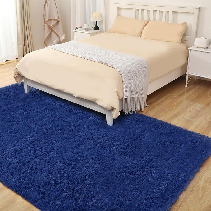 4x6 Blue Rug, Area Rugs for Living Room, Soft Plush Area Rugs for Bedroom, Non-Slip Indoor Carpet for Nursery, Study Room, Playroom, Home Decor