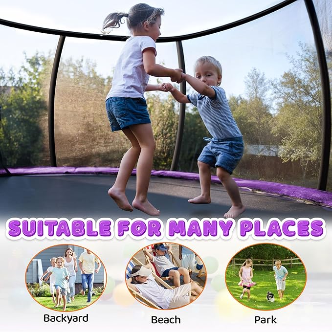 Trampoline 8FT 10FT 12FT 14FT 16FT, Recreational Trampolines with Enclosure Net and Ladder, Outdoor Anti-Rust Trampolines for Kids and Adults, ASTM Approved