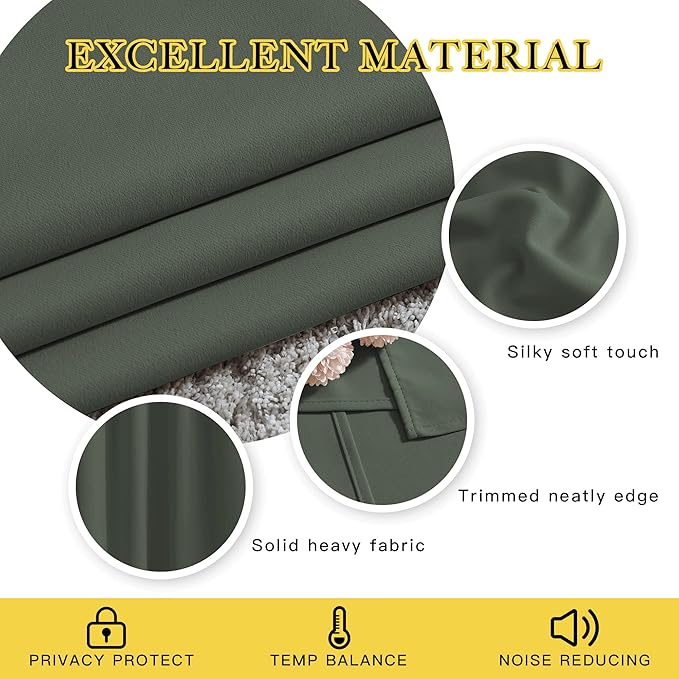 NICETOWN Bedroom Blackout Curtains 95 inch Length - Triple Weave Energy Saving Thermal Insulated Solid Grommet Blackout Draperies for Patio/Hall (1 Pair, 80 inches Wide, Dark Mallard)