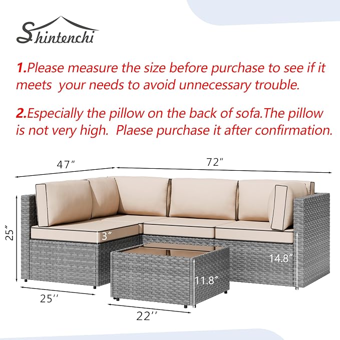 5 Piece Outdoor Patio Furniture Set, All Weather Conversation Set - Image 6