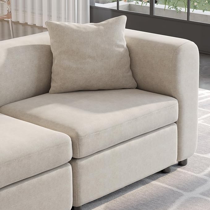 Guyii Velvet Sectional Sofa, Oversized 5-Seat Convertible Couch - Image 7