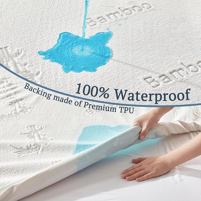 BEDLORE Waterproof Crib Mattress Protector 2 Pack, Ultra Soft Bamboo Viscose Crib Mattress Pad Cover, Noiseless Toddler Mattress Protector for Standard Baby Bed Size 52''x28'', White