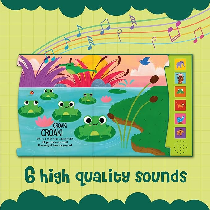 What A Noisy World - Sounds of Jungle - Auditory Interactive Books - Musical Toys for Toddlers 3-5 - Musical Book for Toddlers with 6 Different Sounds - Screen-Free Birthday Gifts