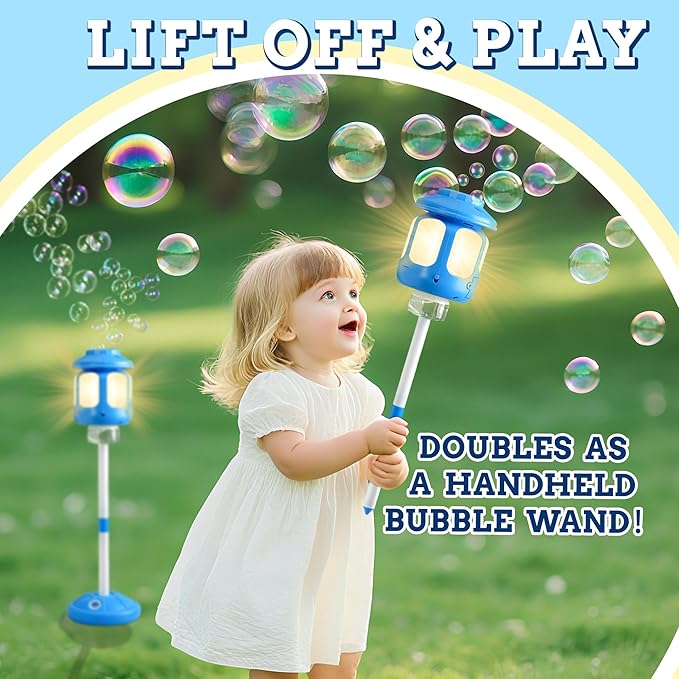 Bubble Machine for Kids Bubble Blower Maker with Lights and Music Automatic Bubble Stand Machine for Parties Birthday Wedding Toddlers Kid Summer Outdoor Toys
